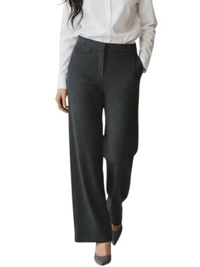 LOFT Gray Black Tweed CityGirl Academia Curvy Wide Leg Pants NWOT Size 8